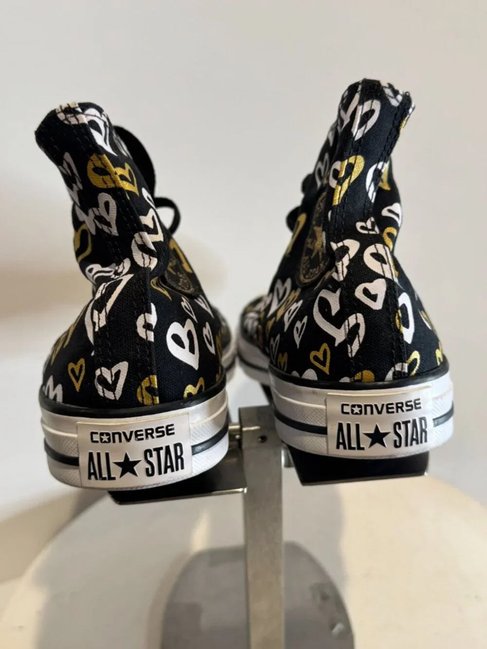 Converse All Star Hi Top Gold & White Heart Sneakers Size 10 Brand New